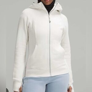 Lululemon Scuba Hoodie Jacket Cotton Fleece White Size 4 Full Zip Athletic